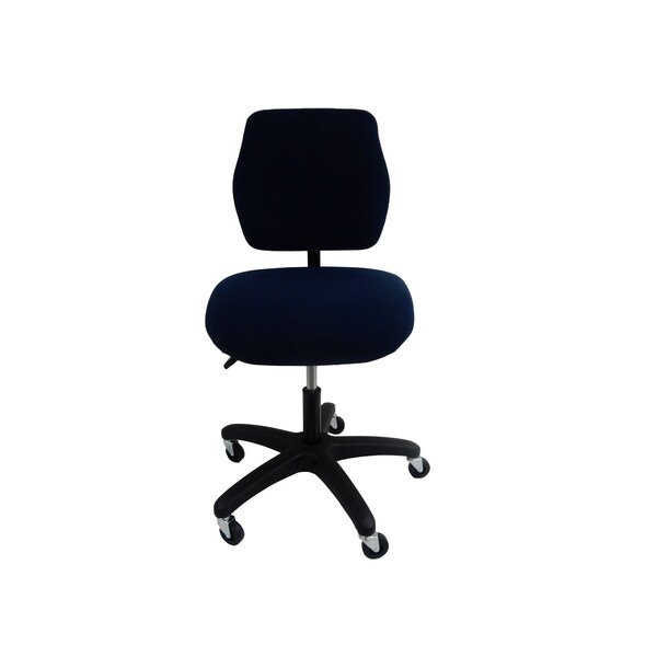 Production Chair Desk Deluxe Ergo Adj. Fabric Blue Seat Back 300 lb. Seat Capacity